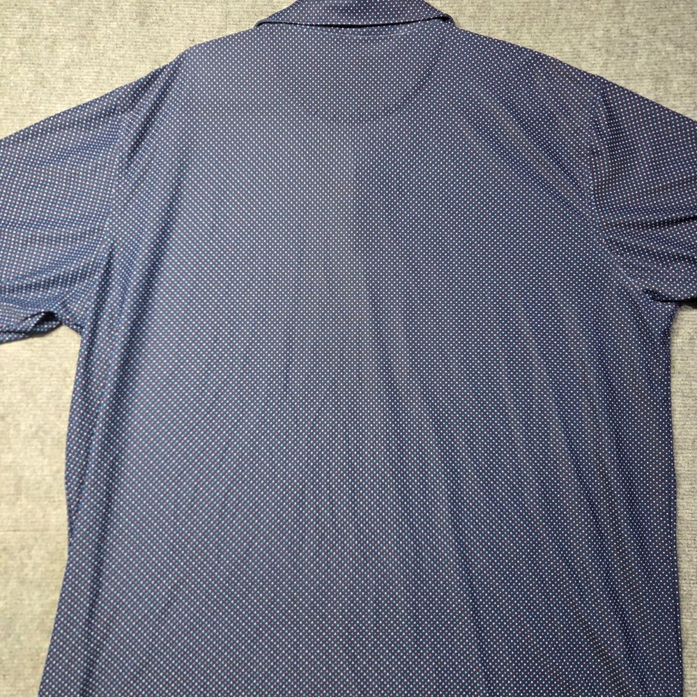 Peter Millar Summer Comfort Polo Shirt Mens XXL Navy Pink Blue Polka Dot Golf - Picture 9 of 11